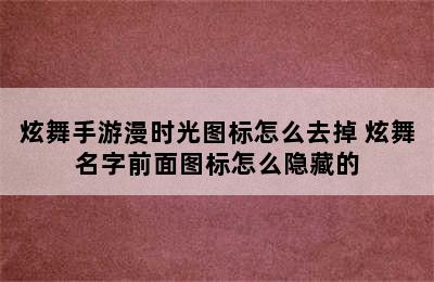 炫舞手游漫时光图标怎么去掉 炫舞名字前面图标怎么隐藏的